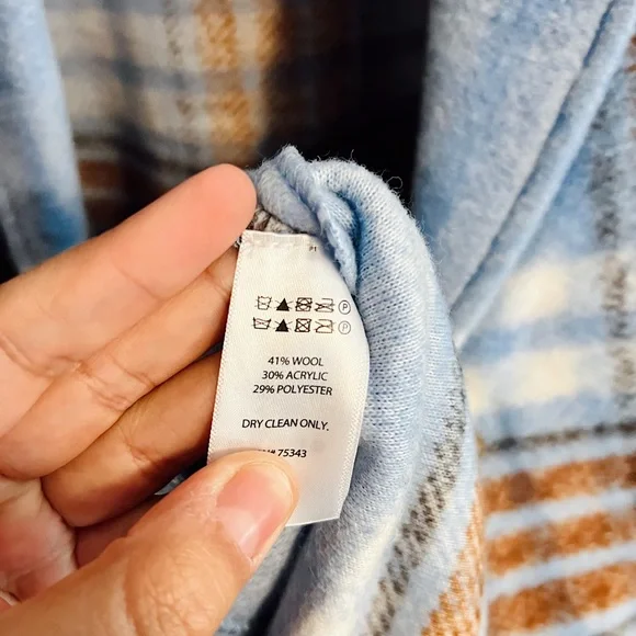 Rachel Zoe Light Blue Plaid Wool-Blend Trench Coat - Picture 8 of 9